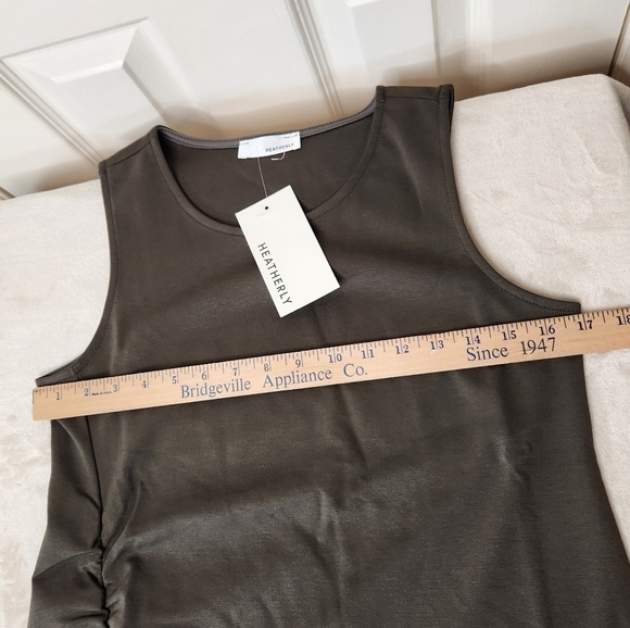 Heatherly Astrid Ruched Dress Dark Olive Green Size XS - Picture 8 of 10